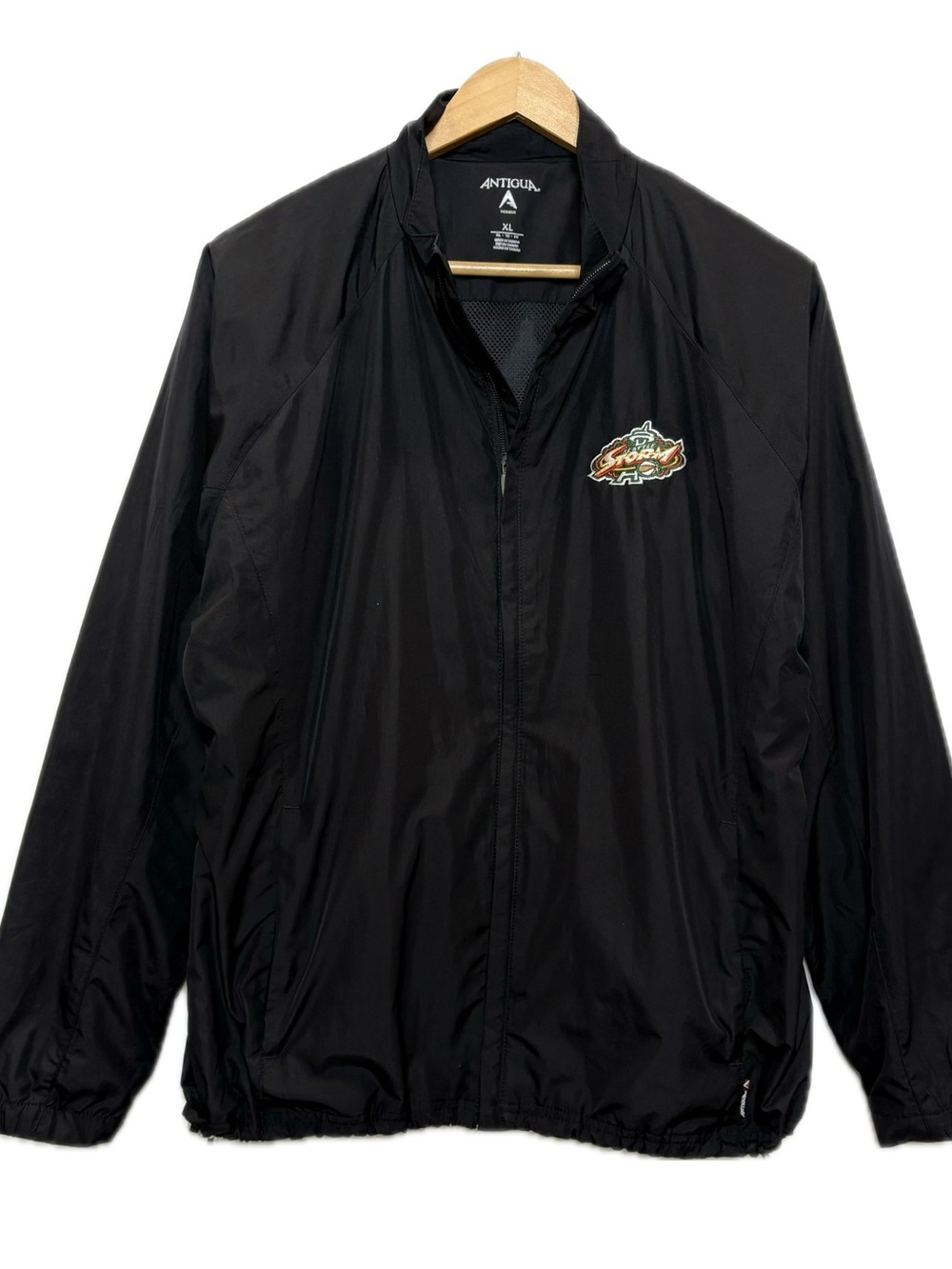 VTG Antigua Seattle Storm Windbreaker Women Size XL Black Zip Jacket Basketball